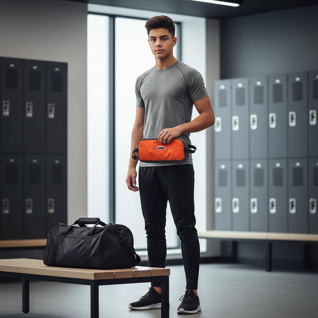 Travel Small Toiletry Bag for Men Nylon Dopp Kit Medicine Bag Travel Organizer Pouch Shave Kits for Teens Toiletry Essentials Bathroom Compact Purple 9.8 * 4.3 * 3.3 Inches