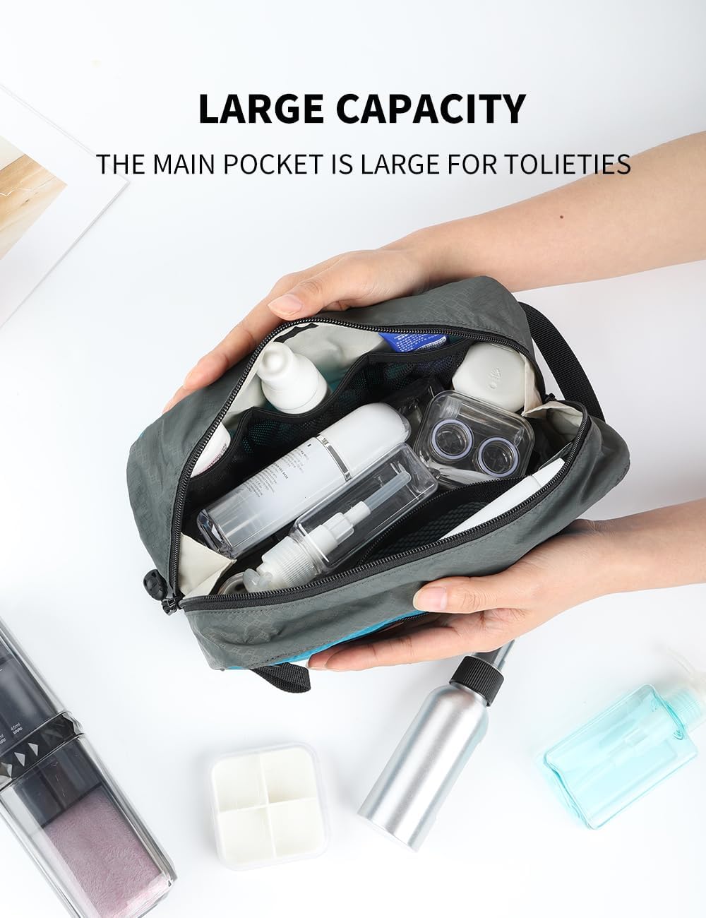 Travel Small Toiletry Bag for Men Nylon Dopp Kit Medicine Bag Travel Organizer Pouch Shave Kits for Teens Toiletry Essentials Bathroom Compact Purple 9.8 * 4.3 * 3.3 Inches