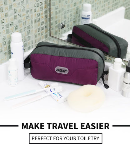Travel Small Toiletry Bag for Men Nylon Dopp Kit Medicine Bag Travel Organizer Pouch Shave Kits for Teens Toiletry Essentials Bathroom Compact Purple 9.8 * 4.3 * 3.3 Inches