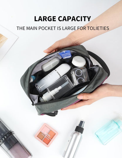 Travel Small Toiletry Bag for Men Nylon Dopp Kit Medicine Bag Travel Organizer Pouch Shave Kits for Teens Toiletry Essentials Bathroom Compact Purple 9.8 * 4.3 * 3.3 Inches
