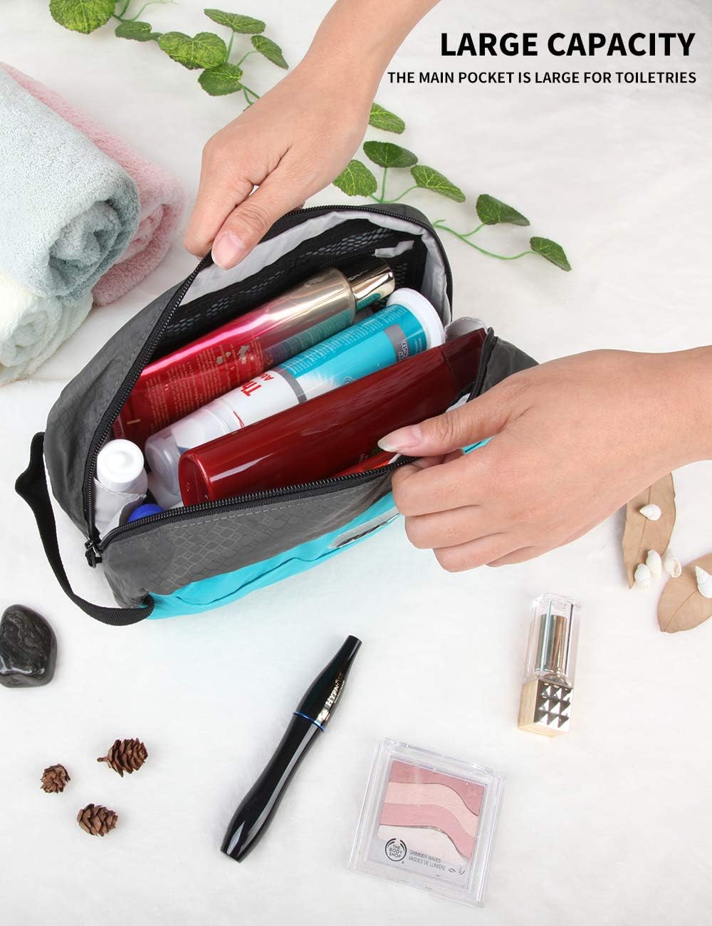 Travel Small Toiletry Bag for Men Nylon Dopp Kit Medicine Bag Travel Organizer Pouch Shave Kits for Teens Toiletry Essentials Bathroom Compact Purple 9.8 * 4.3 * 3.3 Inches