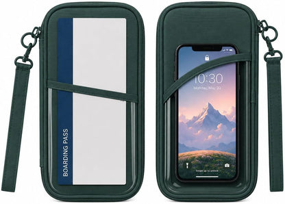 RFID Family Passport Holder for 4, Travel Wallet with Phone & Boarding Pass Window, Card Slots, Passport & Pen Storage, All-in-One Airport Travel Organizer for Family Trips Navy Blue