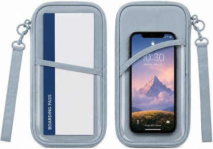RFID Family Passport Holder for 4, Travel Wallet with Phone & Boarding Pass Window, Card Slots, Passport & Pen Storage, All-in-One Airport Travel Organizer for Family Trips Navy Blue