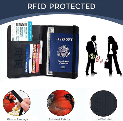 Passport Cover,RFID Blocking,Large Capacity Multi-Slot Travel Passport Wallet for Men & Women - Dark Raven - Colors B