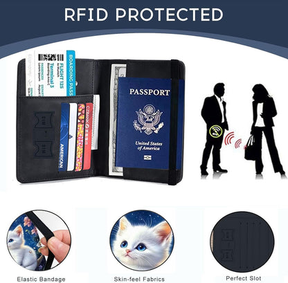 Passport Cover,RFID Blocking,Large Capacity Multi-Slot Travel Passport Wallet for Men & Women - Dark Raven - Colors B