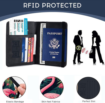 Passport Cover,RFID Blocking,Large Capacity Multi-Slot Travel Passport Wallet for Men & Women - Dark Raven - Colors B