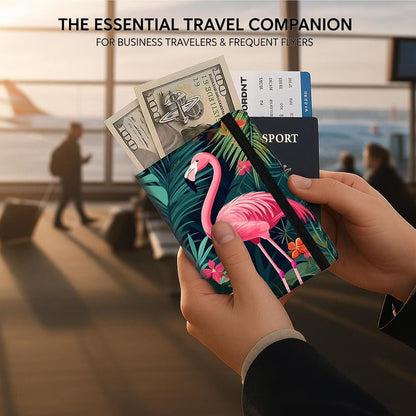 Passport Cover,RFID Blocking,Large Capacity Multi-Slot Travel Passport Wallet for Men & Women - Dark Raven - Colors B