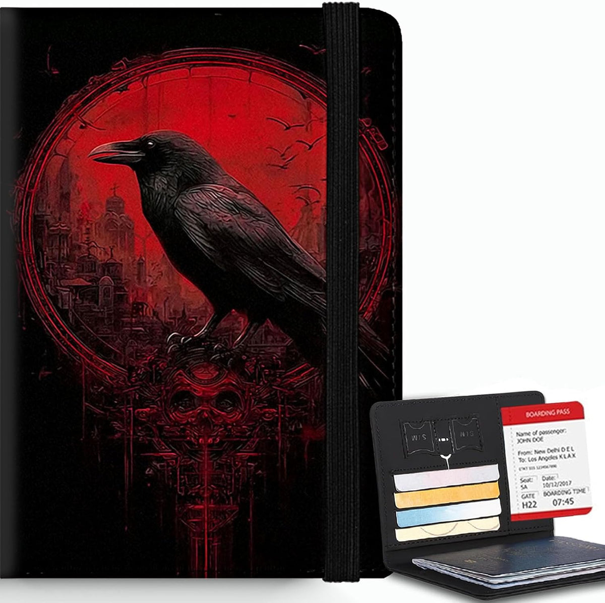 Passport Cover,RFID Blocking,Large Capacity Multi-Slot Travel Passport Wallet for Men & Women - Dark Raven - Colors B