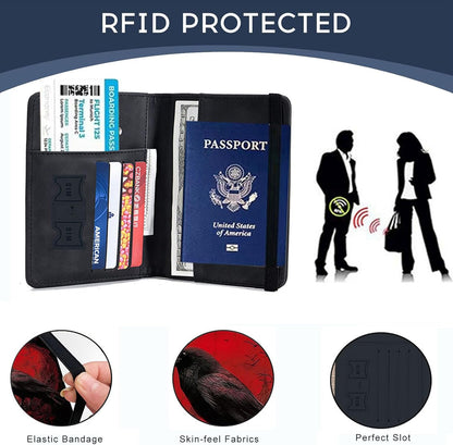 Passport Cover,RFID Blocking,Large Capacity Multi-Slot Travel Passport Wallet for Men & Women - Dark Raven - Colors B
