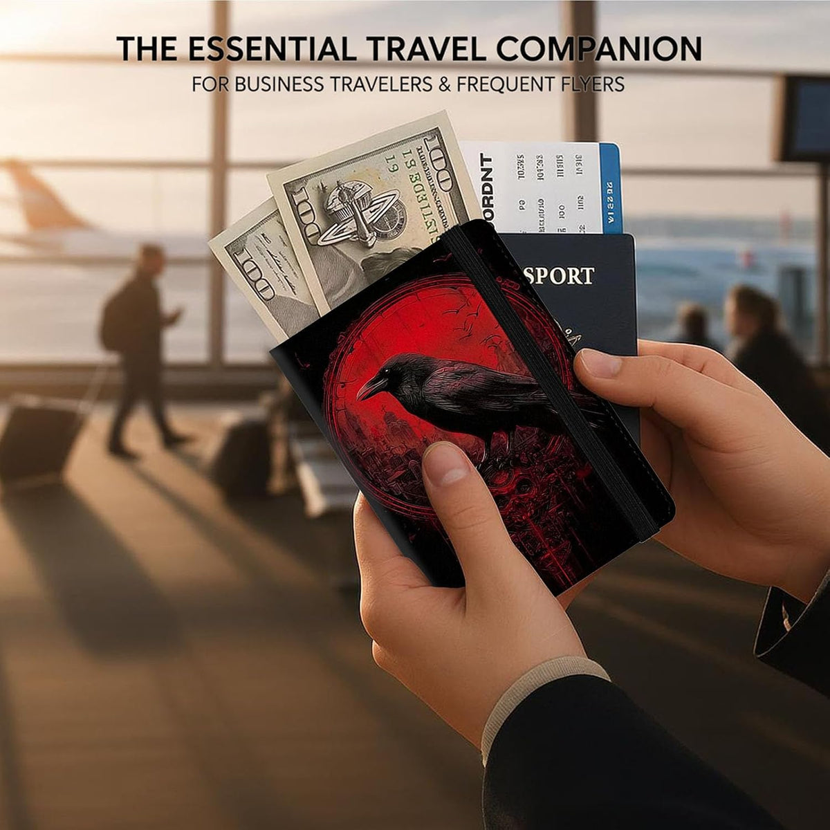 Passport Cover,RFID Blocking,Large Capacity Multi-Slot Travel Passport Wallet for Men & Women - Dark Raven - Colors B