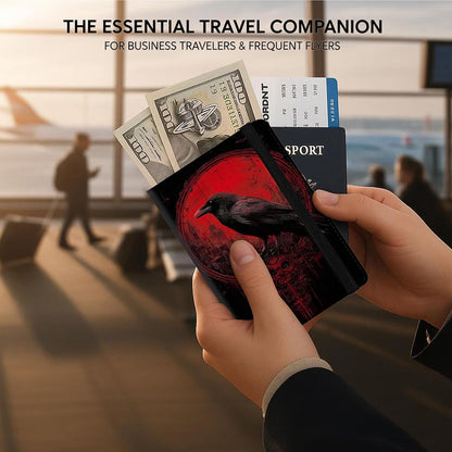Passport Cover,RFID Blocking,Large Capacity Multi-Slot Travel Passport Wallet for Men & Women - Dark Raven - Colors B