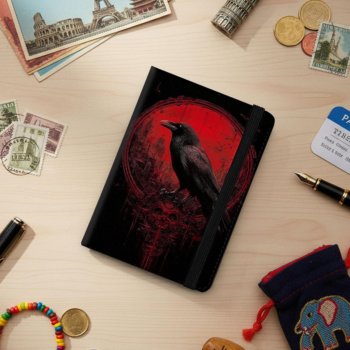 Passport Cover,RFID Blocking,Large Capacity Multi-Slot Travel Passport Wallet for Men & Women - Dark Raven - Colors B