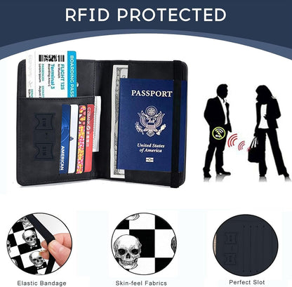 Passport Cover,RFID Blocking,Large Capacity Multi-Slot Travel Passport Wallet for Men & Women - Dark Raven - Colors B