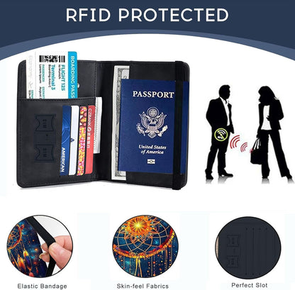 Passport Cover,RFID Blocking,Large Capacity Multi-Slot Travel Passport Wallet for Men & Women - Dark Raven - Colors B
