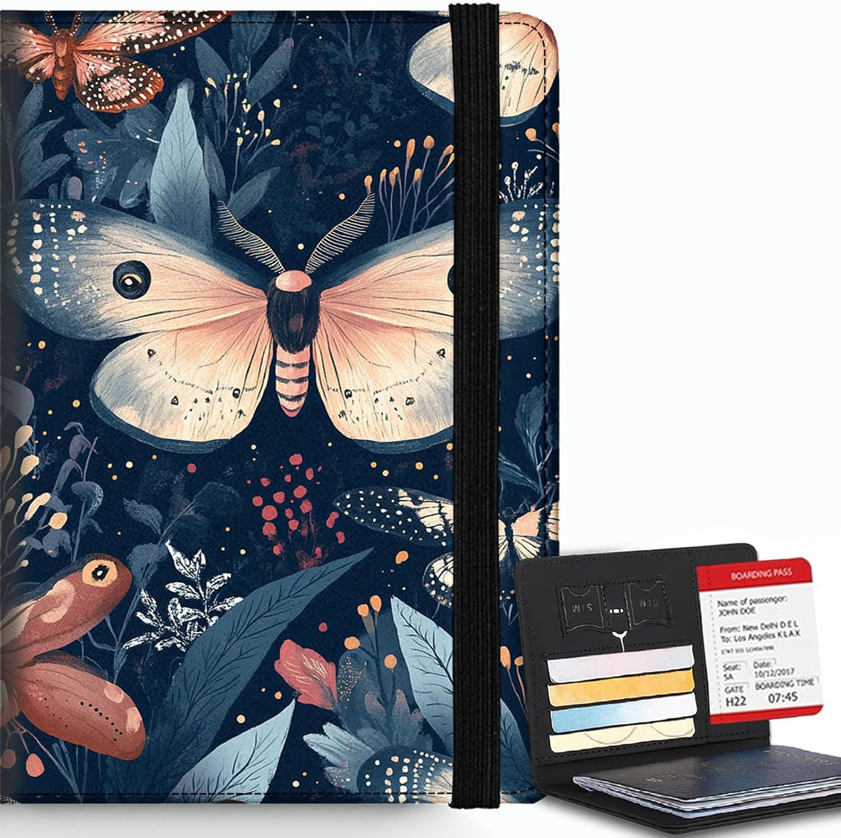 Passport Cover,RFID Blocking,Large Capacity Multi-Slot Travel Passport Wallet for Men & Women - Dark Raven - Colors B