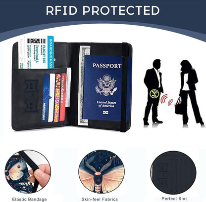 Passport Cover,RFID Blocking,Large Capacity Multi-Slot Travel Passport Wallet for Men & Women - Dark Raven - Colors B