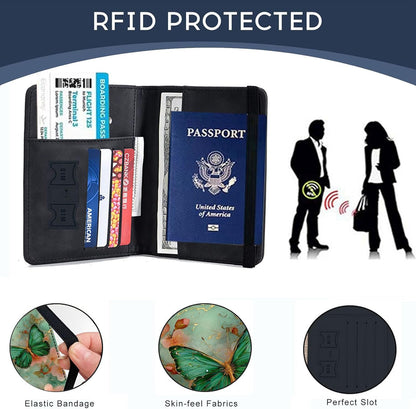 Passport Cover,RFID Blocking,Large Capacity Multi-Slot Travel Passport Wallet for Men & Women - Dark Raven - Colors B
