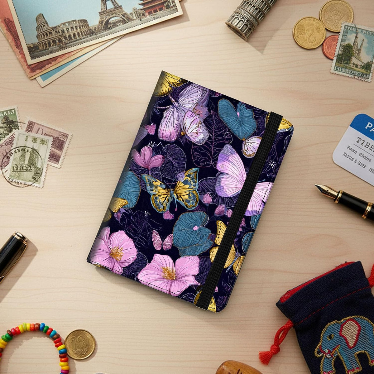 Passport Cover,RFID Blocking,Large Capacity Multi-Slot Travel Passport Wallet for Men & Women - Dark Raven - Colors B