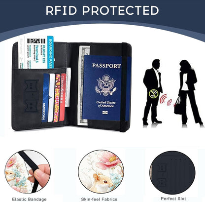 Passport Cover,RFID Blocking,Large Capacity Multi-Slot Travel Passport Wallet for Men & Women - Dark Raven - Colors B
