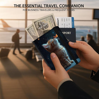 Passport Cover,RFID Blocking,Large Capacity Multi-Slot Travel Passport Wallet for Men & Women - Dark Raven - Colors B