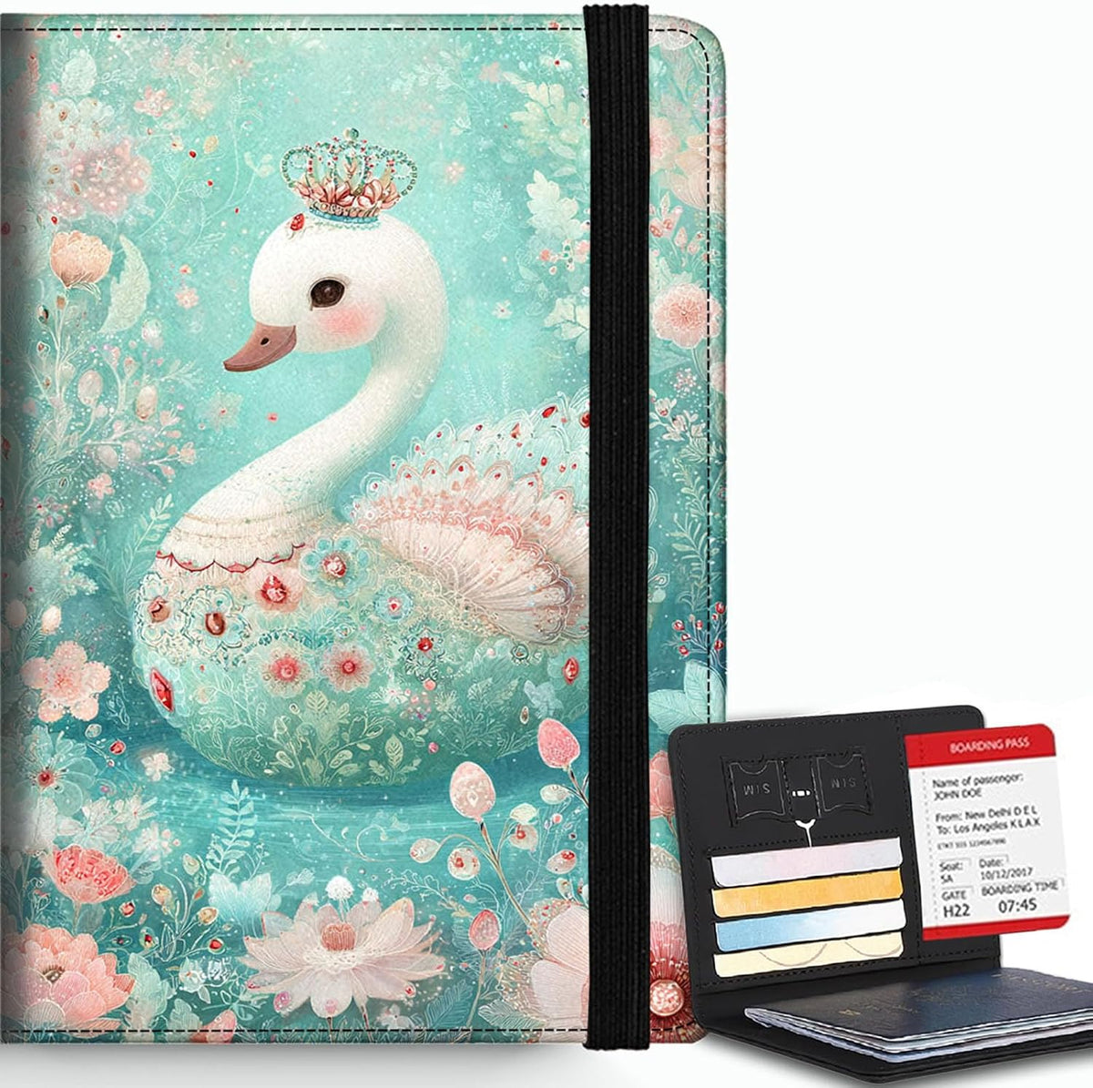 Passport Cover,RFID Blocking,Large Capacity Multi-Slot Travel Passport Wallet for Men & Women - Dark Raven - Colors B