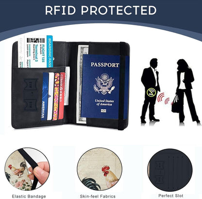 Passport Cover,RFID Blocking,Large Capacity Multi-Slot Travel Passport Wallet for Men & Women - Dark Raven - Colors B