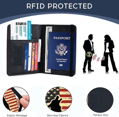 Passport Cover,RFID Blocking,Large Capacity Multi-Slot Travel Passport Wallet for Men & Women - Dark Raven - Colors B