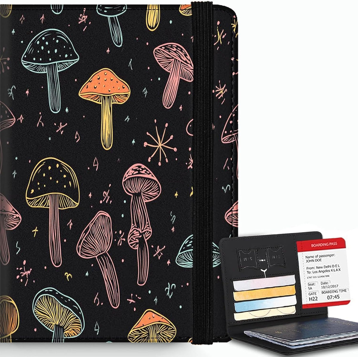 Passport Cover,RFID Blocking,Large Capacity Multi-Slot Travel Passport Wallet for Men & Women - Dark Raven - Colors B