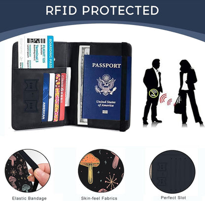 Passport Cover,RFID Blocking,Large Capacity Multi-Slot Travel Passport Wallet for Men & Women - Dark Raven - Colors B