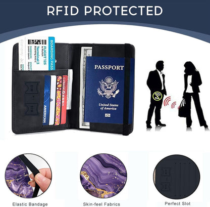 Passport Cover,RFID Blocking,Large Capacity Multi-Slot Travel Passport Wallet for Men & Women - Dark Raven - Colors B