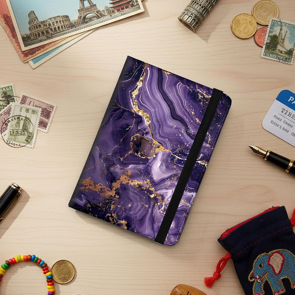 Passport Cover,RFID Blocking,Large Capacity Multi-Slot Travel Passport Wallet for Men & Women - Dark Raven - Colors B
