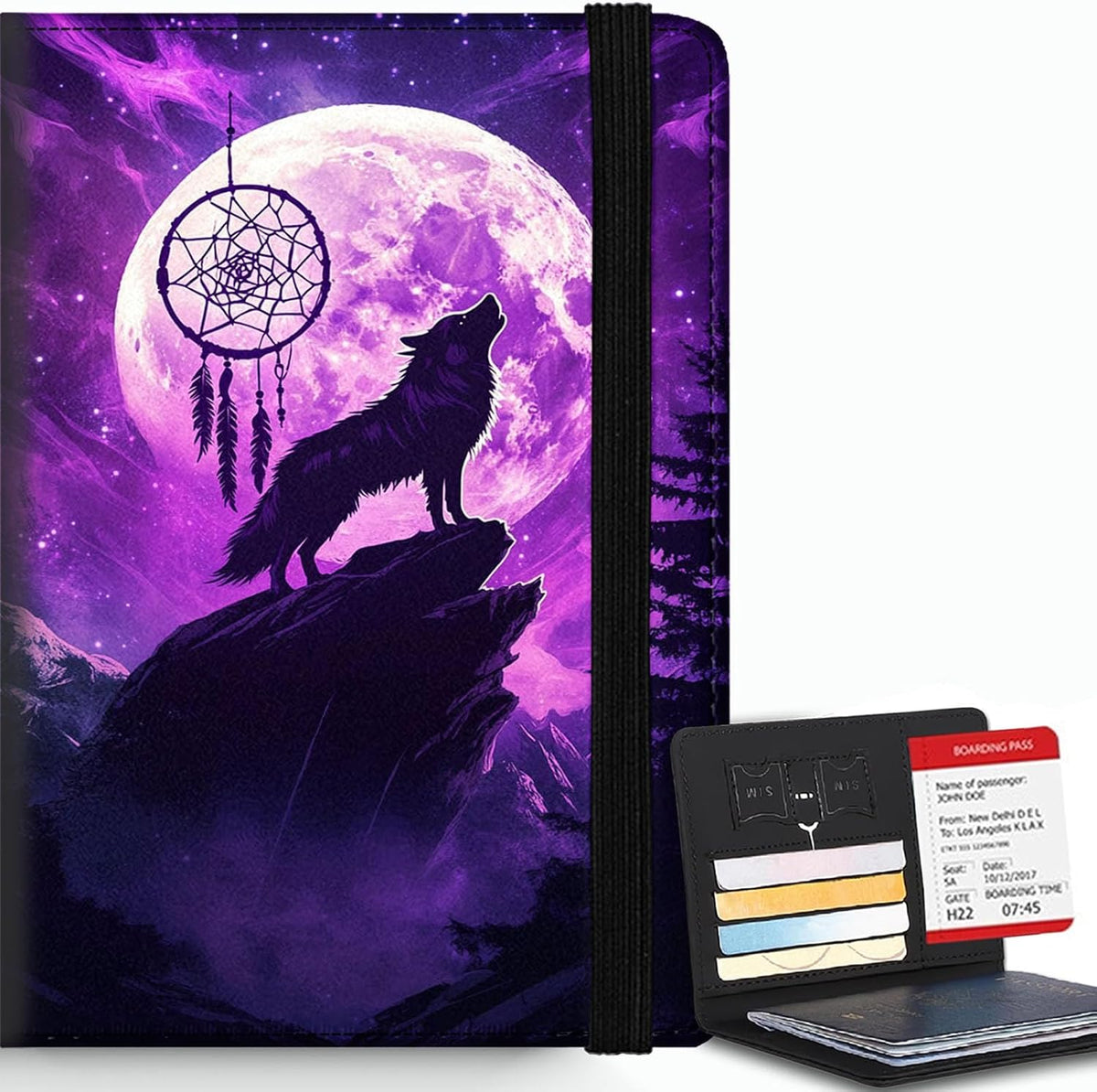 Passport Cover,RFID Blocking,Large Capacity Multi-Slot Travel Passport Wallet for Men & Women - Dark Raven - Colors B