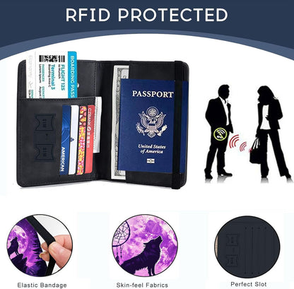 Passport Cover,RFID Blocking,Large Capacity Multi-Slot Travel Passport Wallet for Men & Women - Dark Raven - Colors B