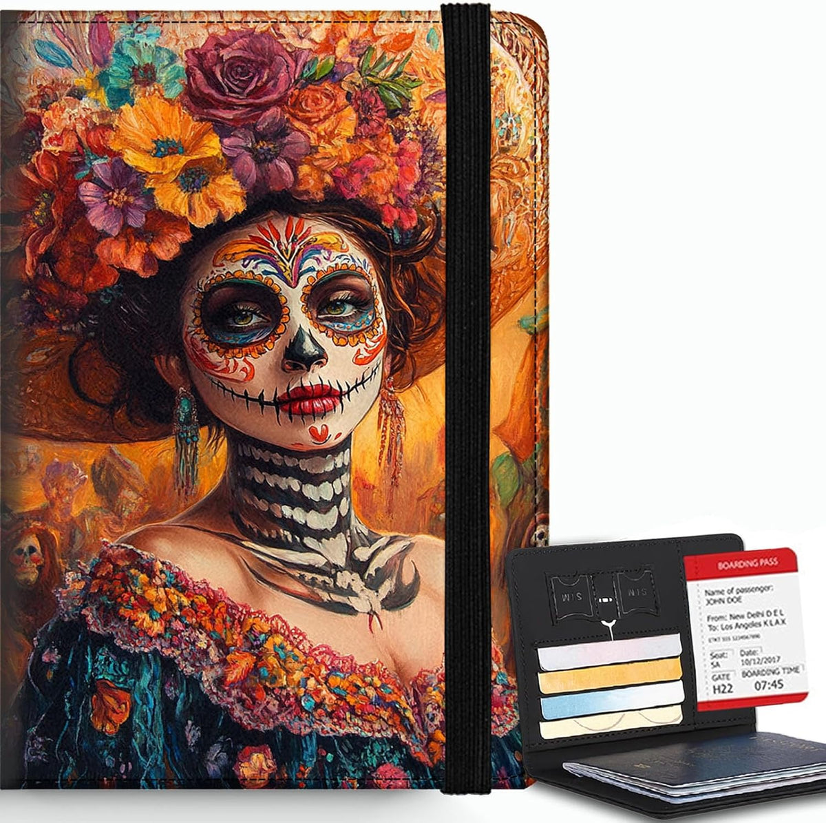 Passport Cover,RFID Blocking,Large Capacity Multi-Slot Travel Passport Wallet for Men & Women - Dark Raven - Colors B