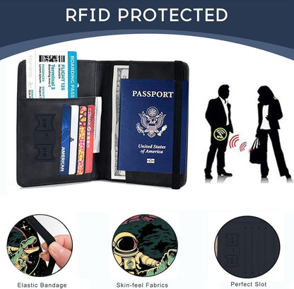 Passport Cover,RFID Blocking,Large Capacity Multi-Slot Travel Passport Wallet for Men & Women - Dark Raven - Colors B