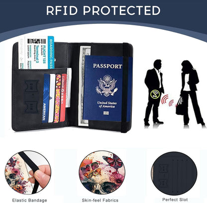 Passport Cover,RFID Blocking,Large Capacity Multi-Slot Travel Passport Wallet for Men & Women - Dark Raven - Colors B