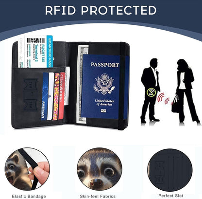 Passport Cover,RFID Blocking,Large Capacity Multi-Slot Travel Passport Wallet for Men & Women - Dark Raven - Colors B
