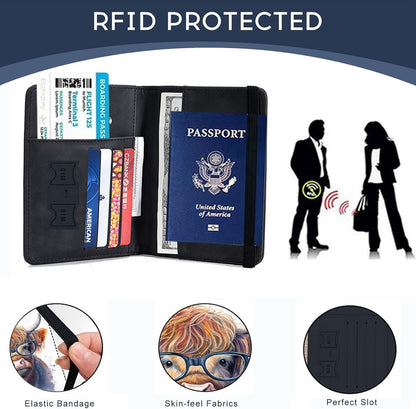 Passport Cover,RFID Blocking,Large Capacity Multi-Slot Travel Passport Wallet for Men & Women - Dark Raven - Colors B