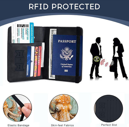 Passport Cover,RFID Blocking,Large Capacity Multi-Slot Travel Passport Wallet for Men & Women - Dark Raven - Colors B