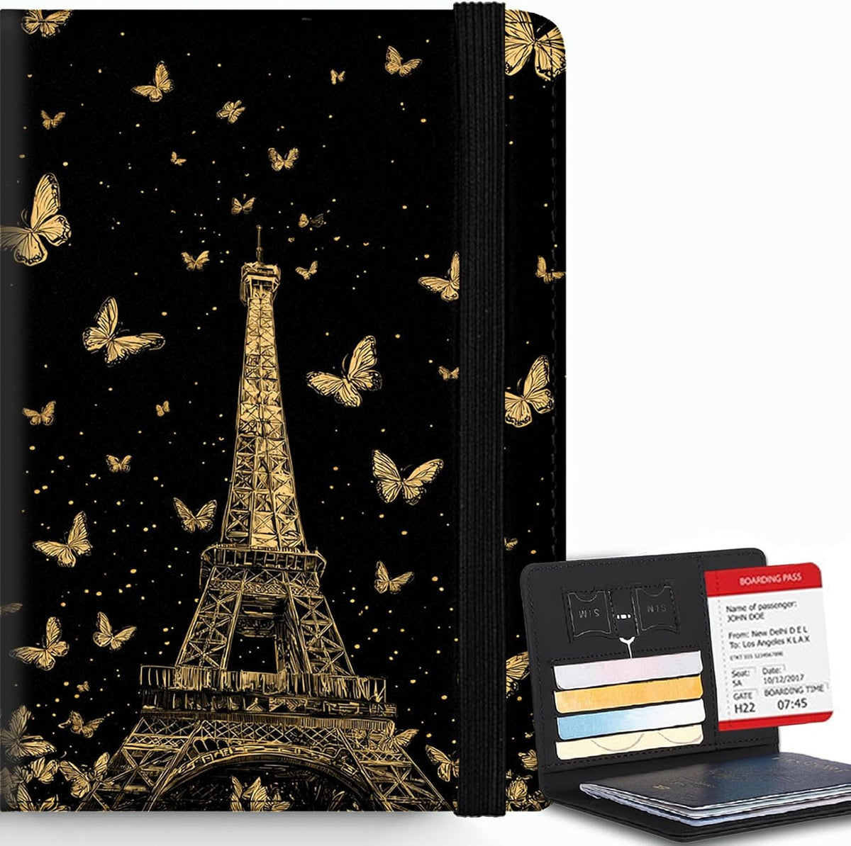 Passport Cover,RFID Blocking,Large Capacity Multi-Slot Travel Passport Wallet for Men & Women - Dark Raven - Colors B