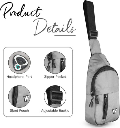 Sling Bag for Women Travel Bag Hiking Backpack for Men Crossbody Bag One Strap Lightweight Shoulder Small Rucksack (Grey)