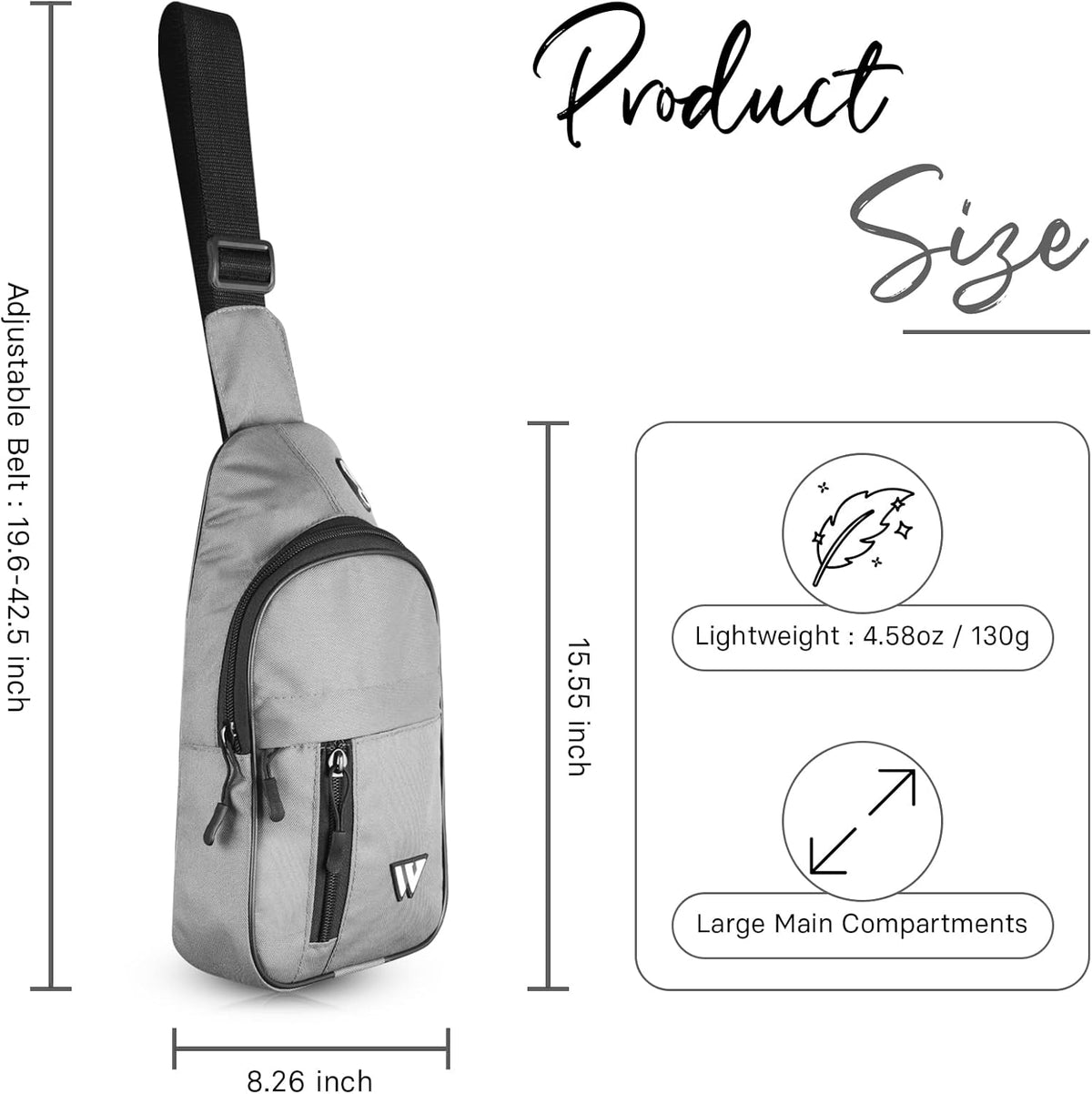 Sling Bag for Women Travel Bag Hiking Backpack for Men Crossbody Bag One Strap Lightweight Shoulder Small Rucksack (Grey)