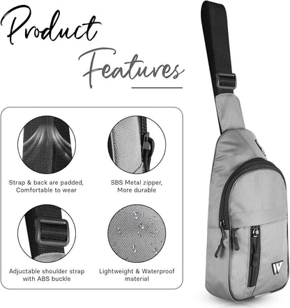 Sling Bag for Women Travel Bag Hiking Backpack for Men Crossbody Bag One Strap Lightweight Shoulder Small Rucksack (Grey)