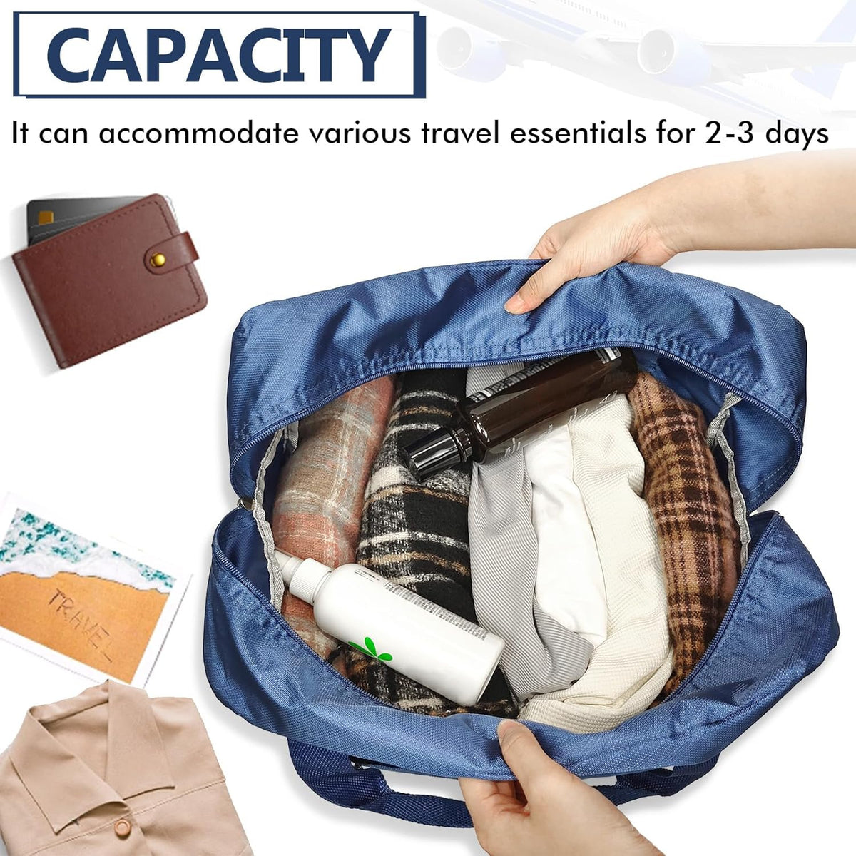 Travel Duffel Bag Lightweight Foldable Travel Bag for Women and Men Waterproof Tote Carry On Luggage Weekender Overnight Bag (Green)