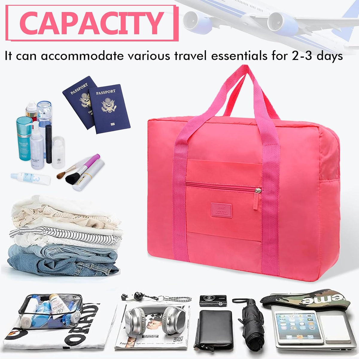 Travel Duffel Bag Lightweight Foldable Travel Bag for Women and Men Waterproof Tote Carry On Luggage Weekender Overnight Bag (Green)