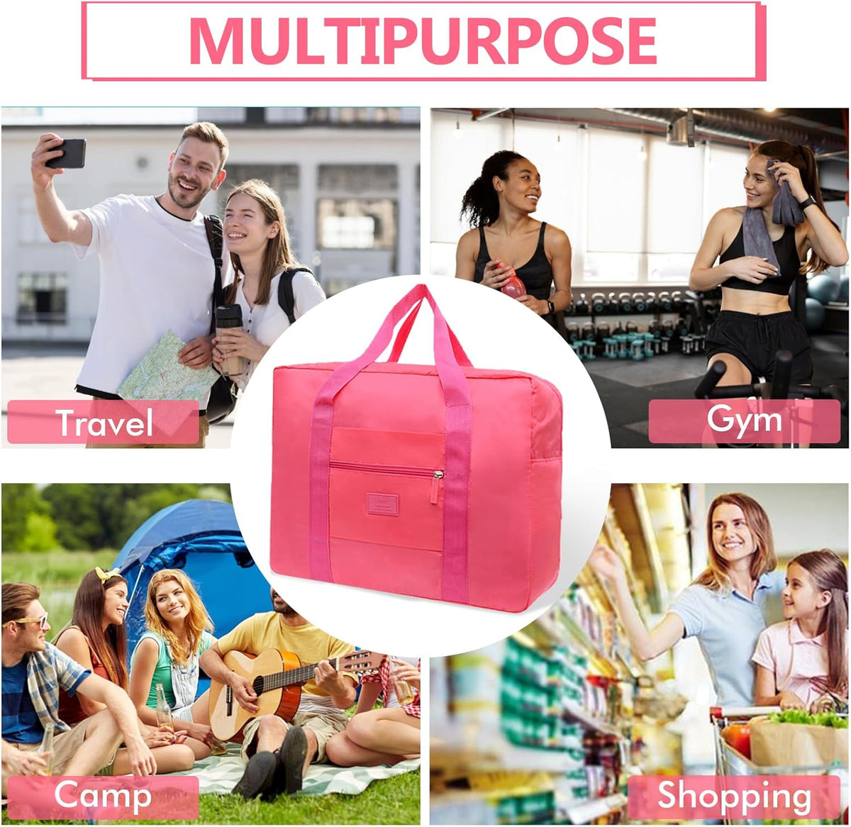 Travel Duffel Bag Lightweight Foldable Travel Bag for Women and Men Waterproof Tote Carry On Luggage Weekender Overnight Bag (Green)
