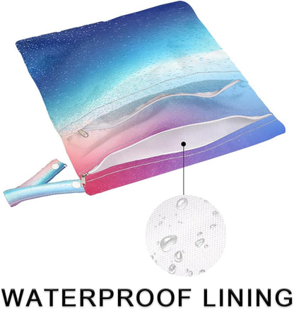2-Pack Waterproof Wet Dry Bags for Swimsuits & Travel - Large & Small Sizes with Snap Handles, Lightweight Nebula Galaxy Blue Print Polyester Bags (11.8"x13.5" + 8.7"x5.1")