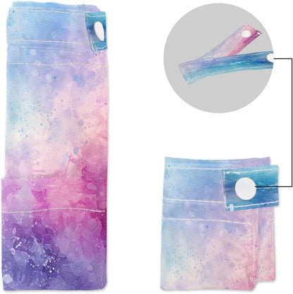 2-Pack Waterproof Wet Dry Bags for Swimsuits & Travel - Large & Small Sizes with Snap Handles, Lightweight Nebula Galaxy Blue Print Polyester Bags (11.8"x13.5" + 8.7"x5.1")