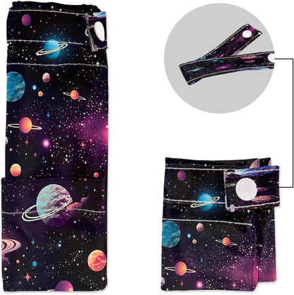 2-Pack Waterproof Wet Dry Bags for Swimsuits & Travel - Large & Small Sizes with Snap Handles, Lightweight Nebula Galaxy Blue Print Polyester Bags (11.8"x13.5" + 8.7"x5.1")