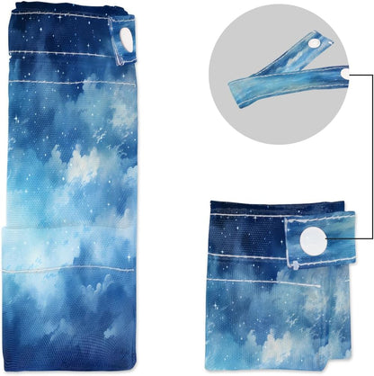 2-Pack Waterproof Wet Dry Bags for Swimsuits & Travel - Large & Small Sizes with Snap Handles, Lightweight Nebula Galaxy Blue Print Polyester Bags (11.8"x13.5" + 8.7"x5.1")